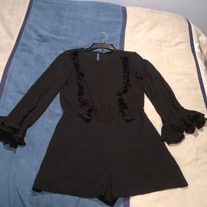 Black Zara Romper with Ruffled Sleeves